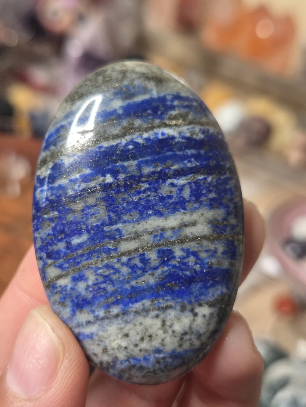 Lapis Lazuli With Pyrite Palmstone 2.5 In( Communication) B - Picture 1 of 3